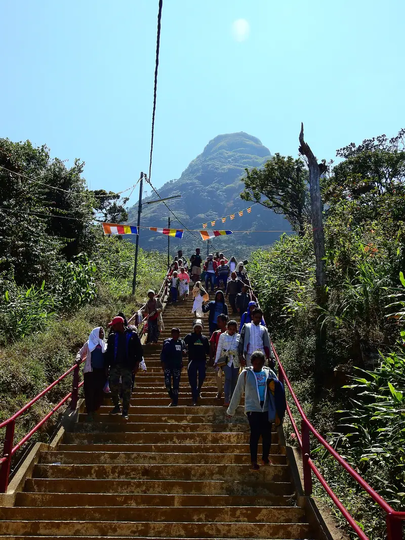 Pilgrims on the stairway up Sri Pada (Adam's Peak)