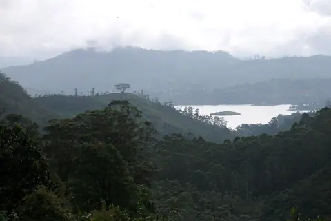 Maskeliya reservoir seen from the slopes of Sri Pada