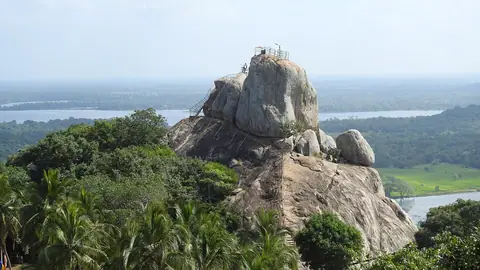 Aradhana Gala, the rock summit at Mihintale, above the forest