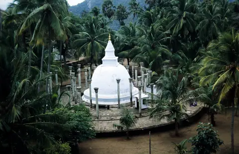 Ambasthala Dagoba among the palms at Mihintale