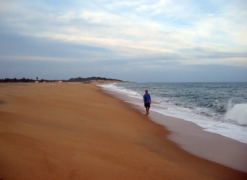 The beach and point at Arugam Bay seen from the south