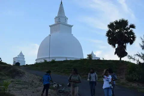 The white stupa of Muhudu Maha Vihara near Pottuvil