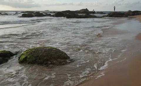 Rocks and surf on Bentota beach