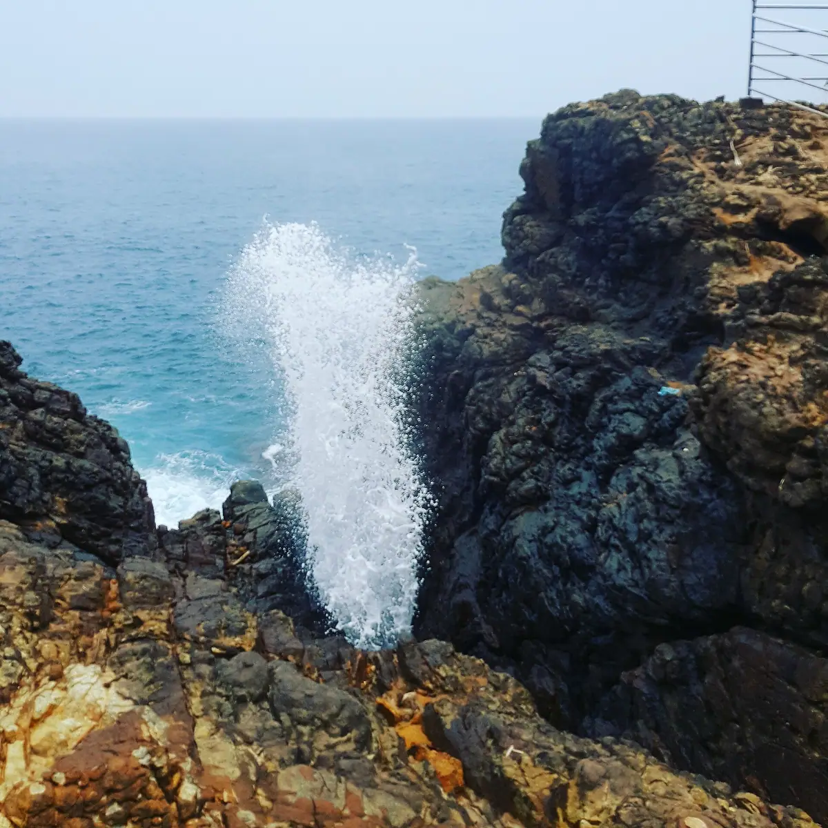 Spray rising from the Hummanaya blowhole near Kudawella