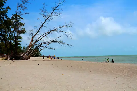 Shallow water and white sand at Casuarina Beach, Karainagar