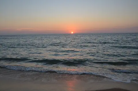 Sunset over the sea at Kalpitiya beach