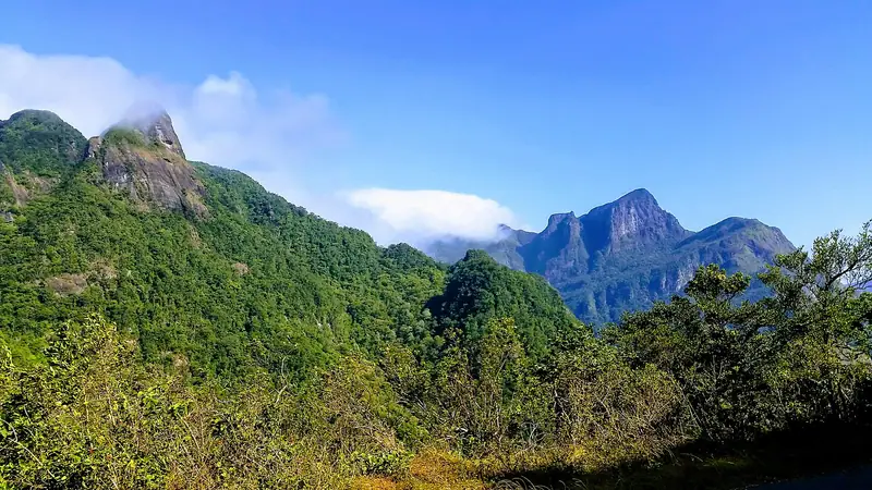 The jagged peaks of the Knuckles range under a blue sky