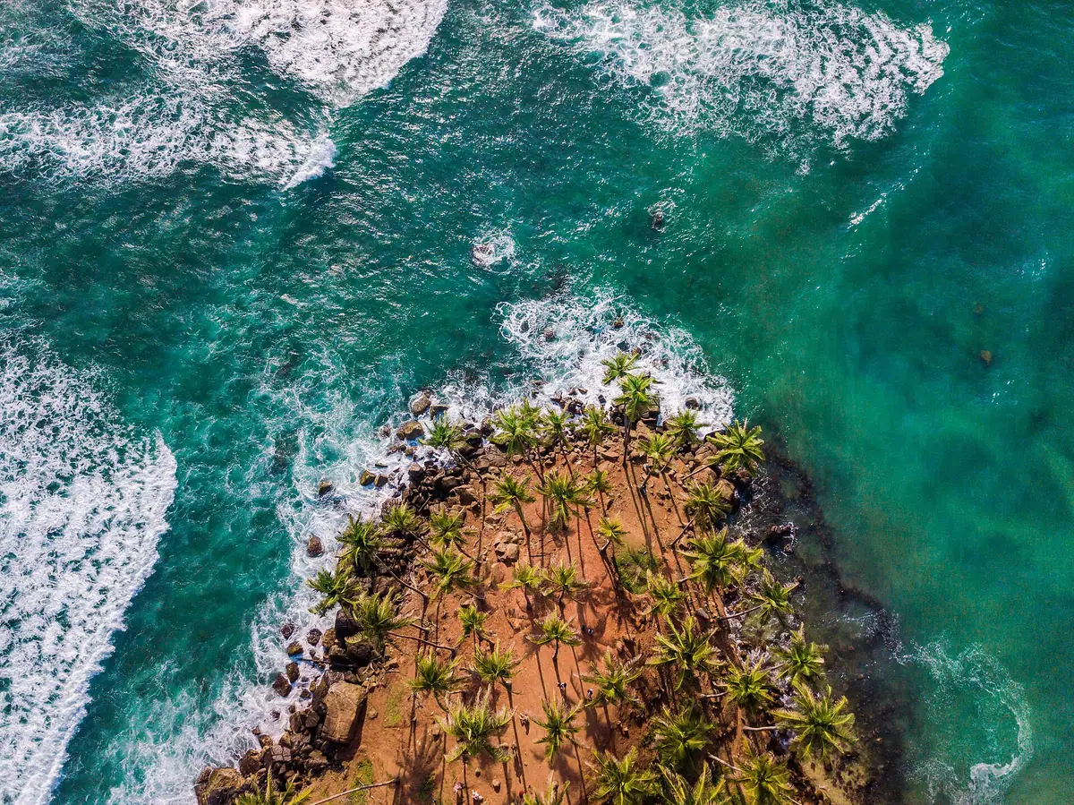 Coconut Tree Hill on the headland at Mirissa, seen from above