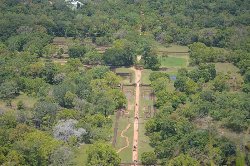 The water gardens of Sigiriya seen from the summit