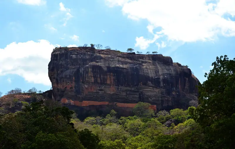 Sigiriya rock seen from the gardens below