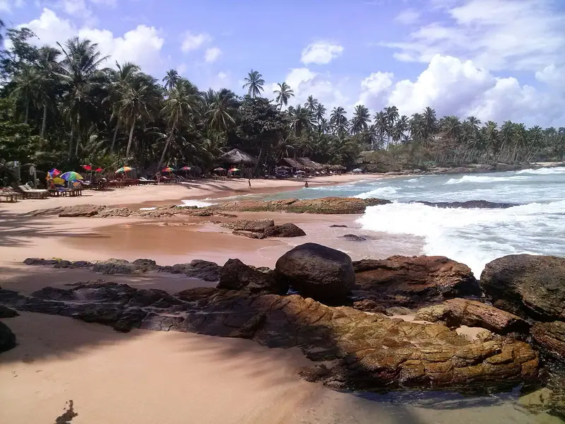 The sandy cove of Goyambokka beach