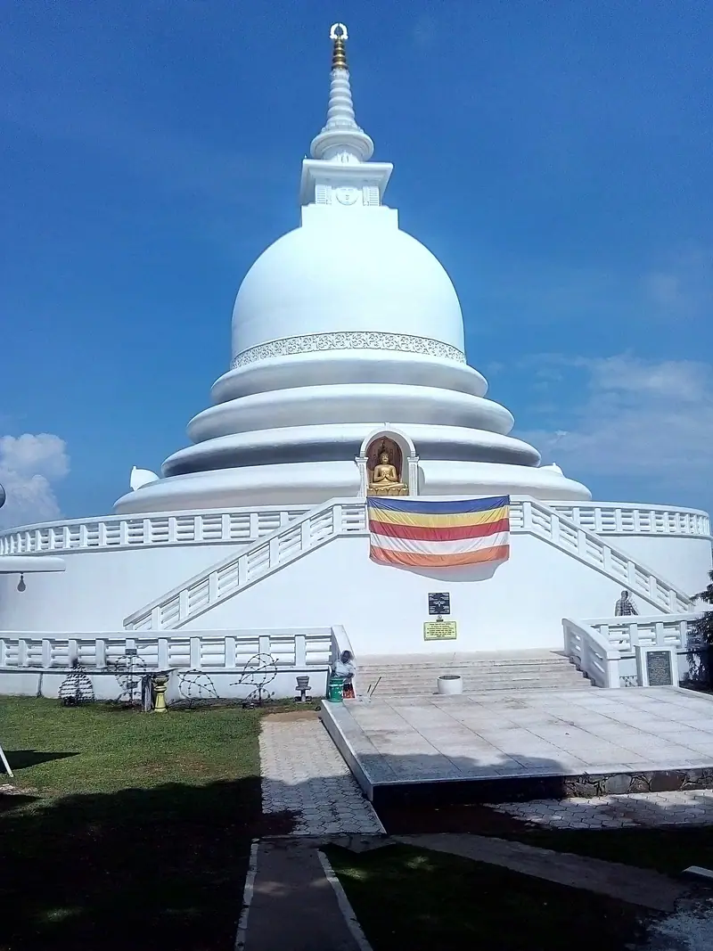 The white Japanese Peace Pagoda on Rumassala hill