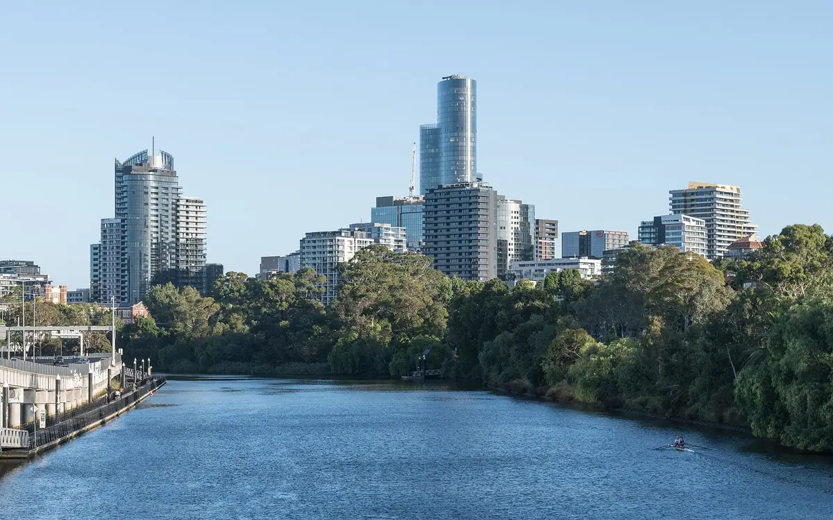 The Melbourne skyline seen from South Yarra