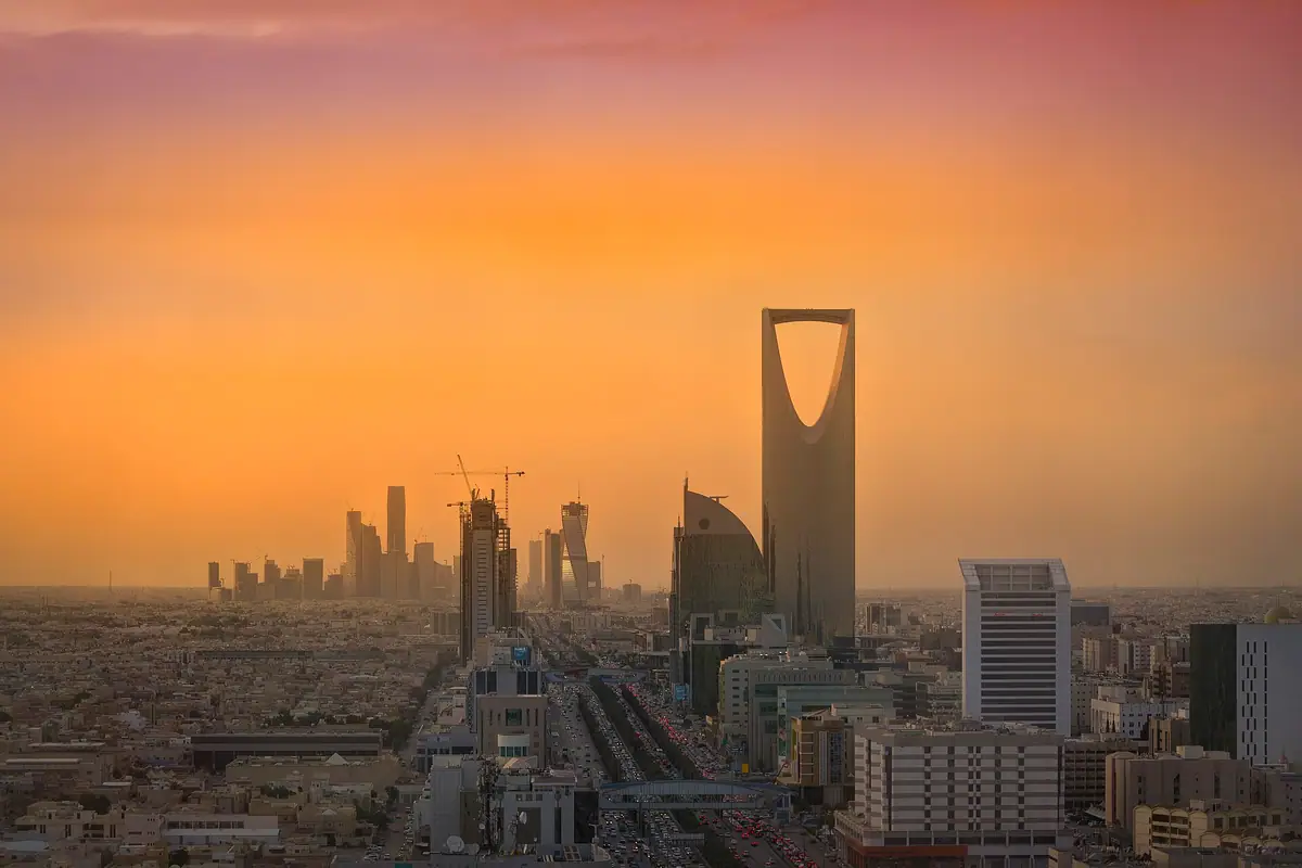 The Riyadh skyline with the Kingdom Centre tower