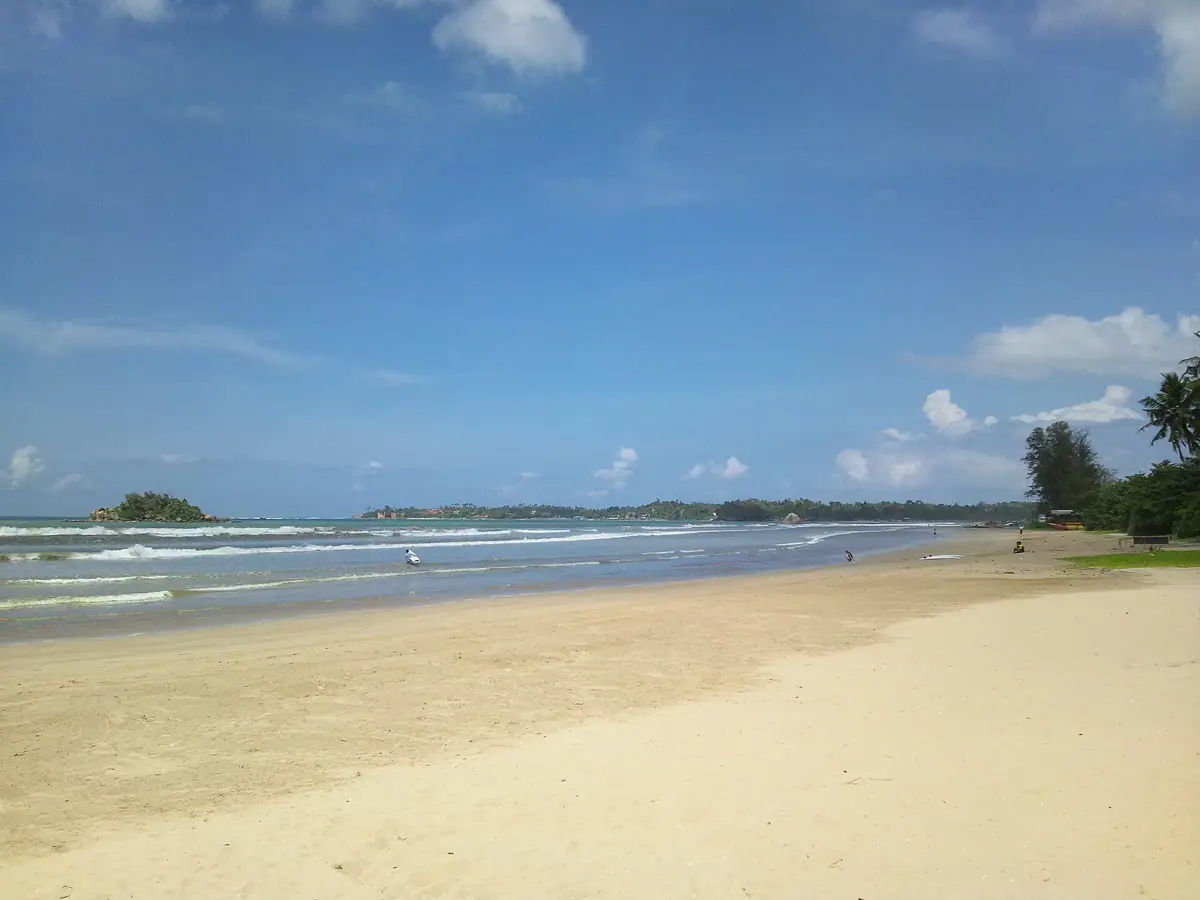 The long sandy beach at Weligama