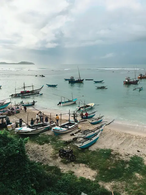 Fishing boats in Fisherman's Bay, Weligama